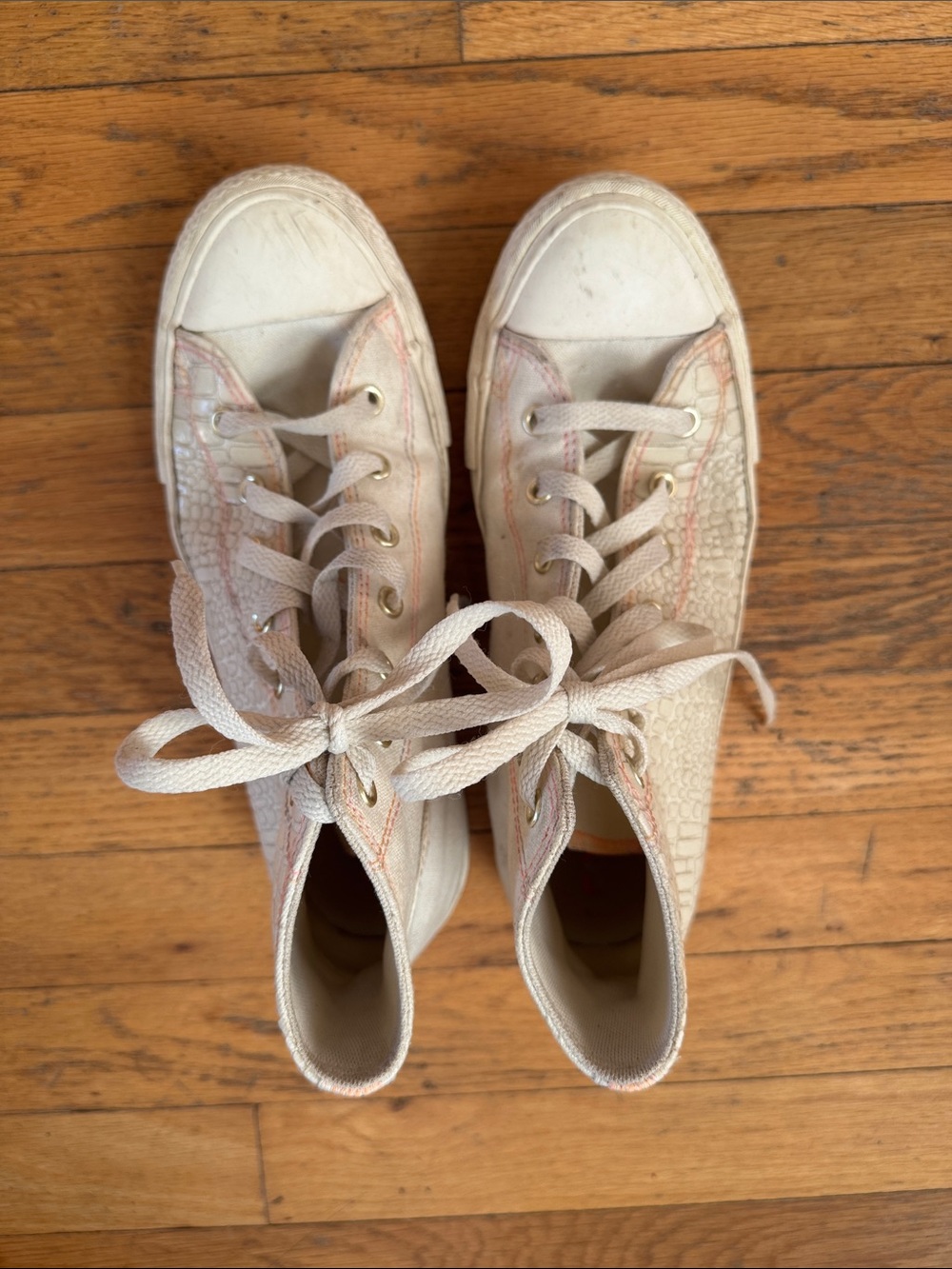 Women's Cream Lace-Up Canvas Sneakers